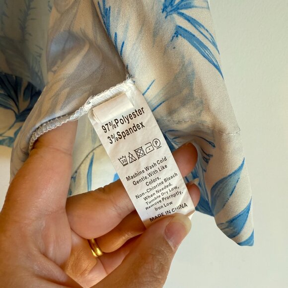 Blue Hawaiian Camp Button-Down Short Sleeve Shirt - Picture 7 of 9